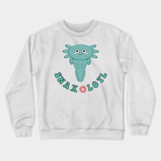 Snaxolotl Snack Lover Kawaii Axolotl Teal Aqua Polka Dot Sticker and Cute Gifts Crewneck Sweatshirt